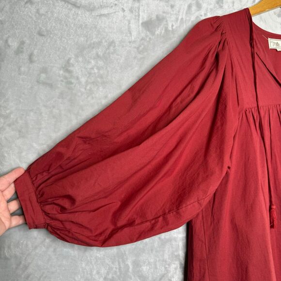 Milie Resort Charlie Top Womens XS Clay Red V Neck Balloon Sleeve Cotton Boho - Picture 3 of 10